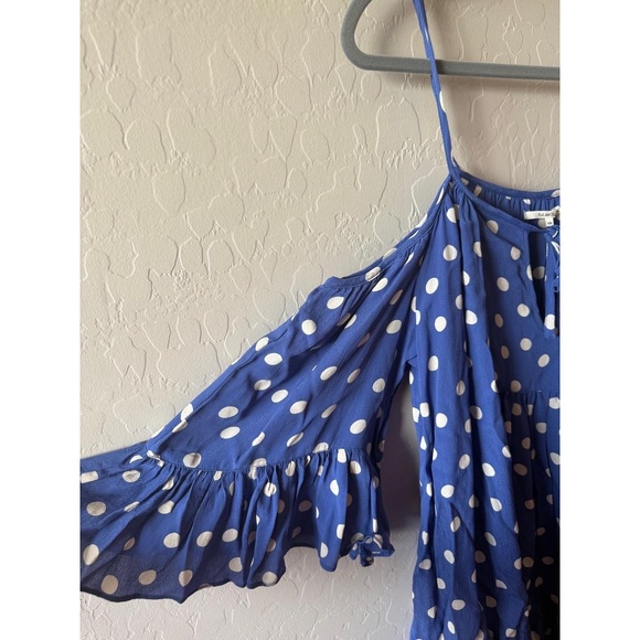 Tularosa Dress Womens Extra Small Blue Polka Dot Sundress Ruffle Hem Boho Chic - Picture 5 of 5